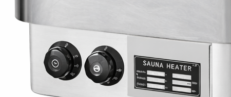 Procraft replacement control knobs, thermostat and timer, on the sauna heater control panel